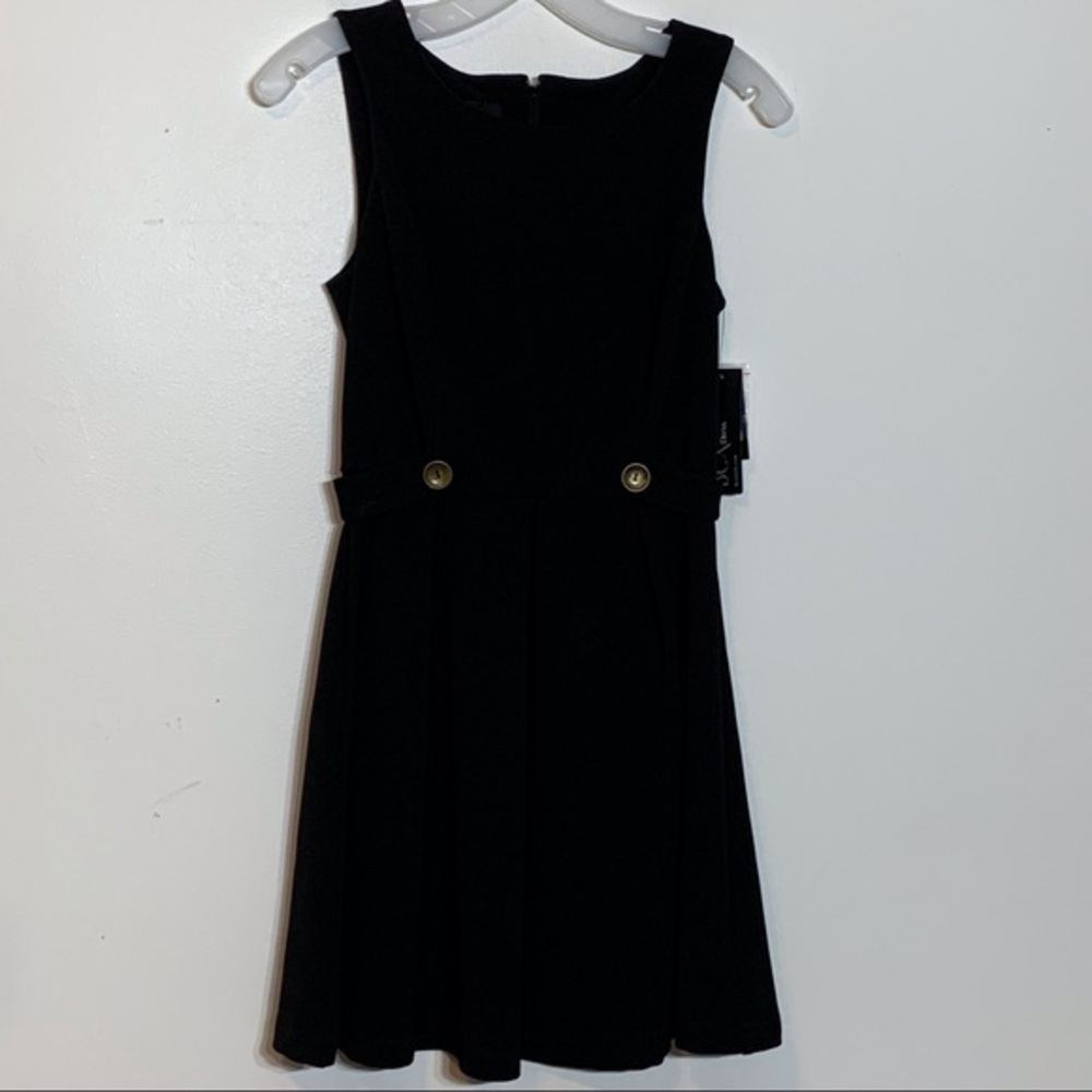 NWT BCX Black Ottoman Knit Button‎ Hip Strap Dress